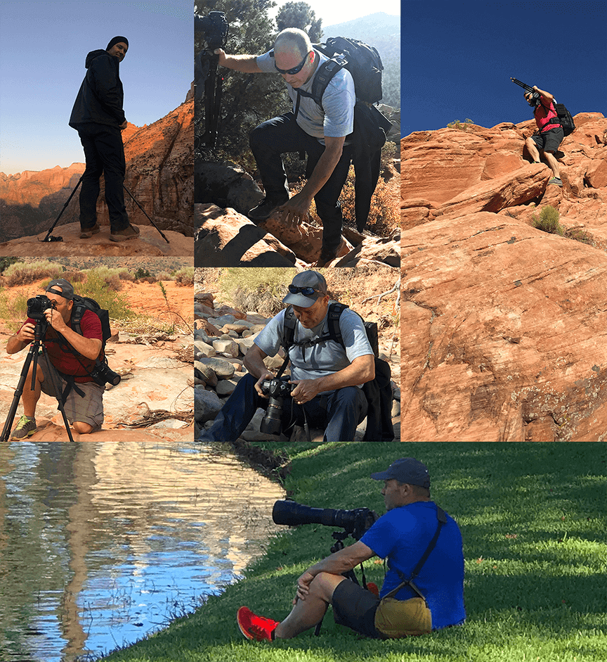 Collage of Randy G. Barney photographing in action