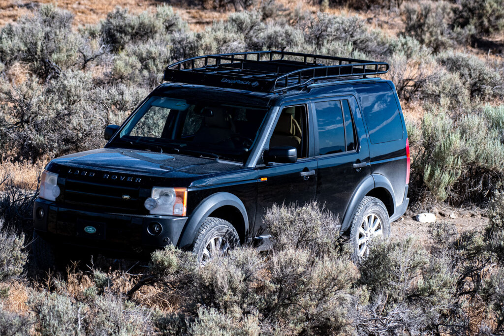 Picture of Randy Barney's Photo Adventure Land Rover in the west desert of Utah.