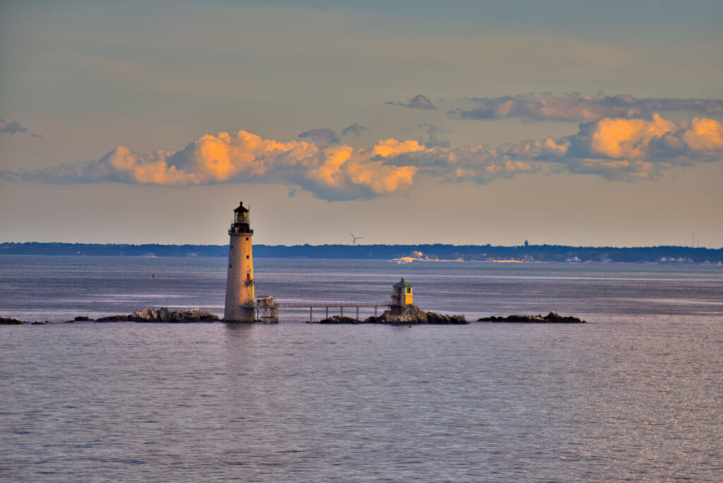 At 113 feet tall the Graves Lighthouse warns ships of the small Graves island barely above the surface or the water - Copyright Randy G Barney Photography.