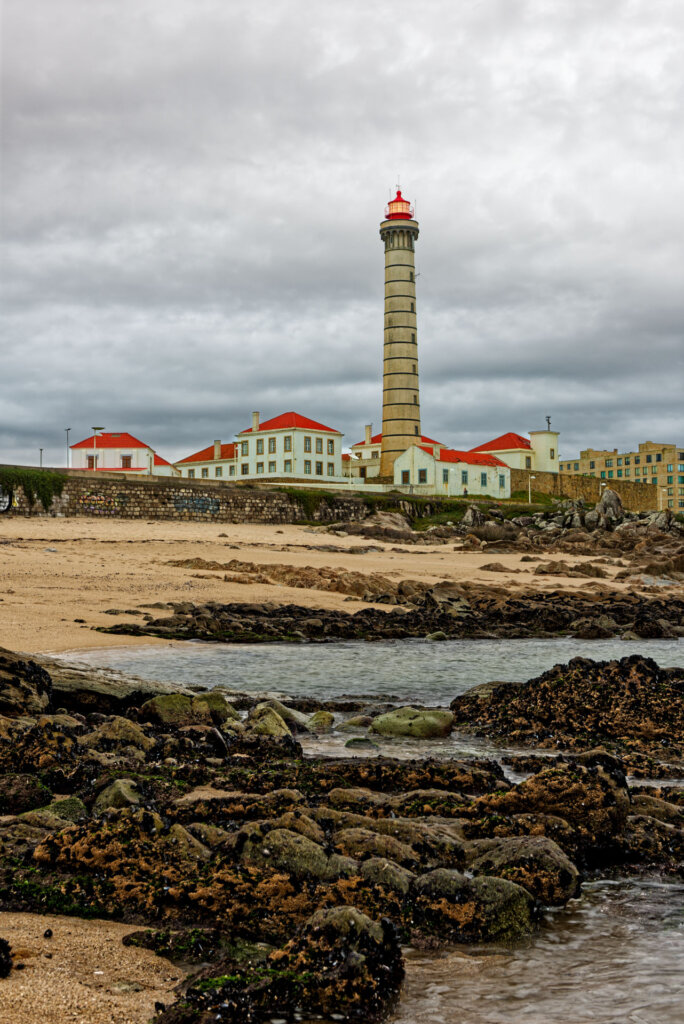 The Leca Lighthouse known also as the Boa Nova Lighthouse stands at 46 meters tall (150 feet) and is the 2nd tallest lighthouse in Portugal - Copyright Randy G Barney Photography.